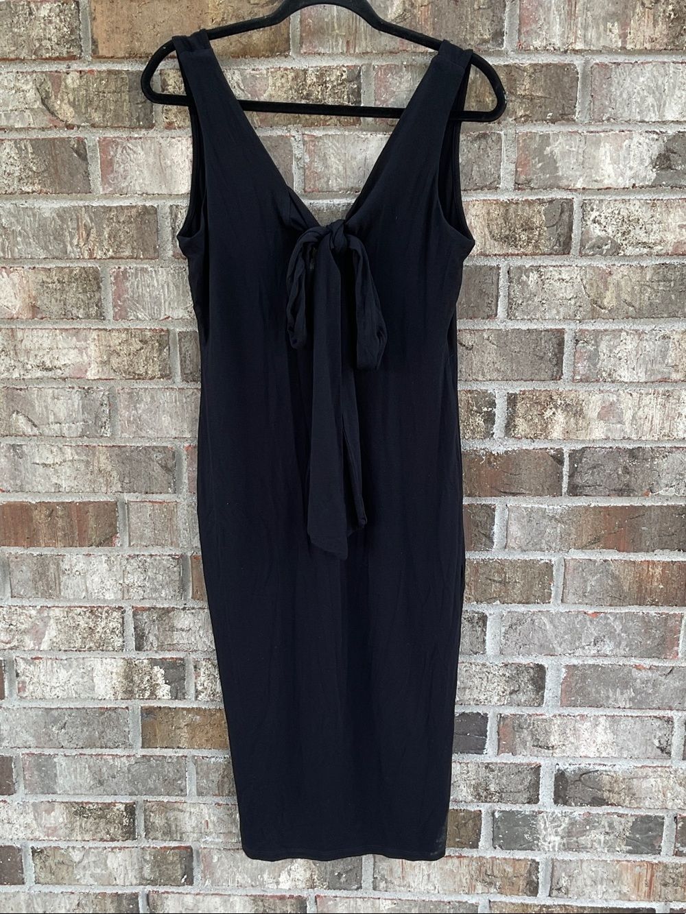 Take 50% OFF- ASOS Classic Black Tie-Front Midi Dress, Size-10